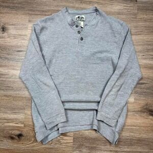vintage grey old mill waffle knit henley thermal sweater